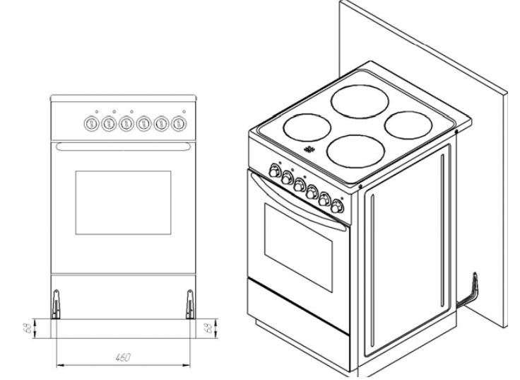 Размеры газовой плиты для кухни 4 конфорки стандартной