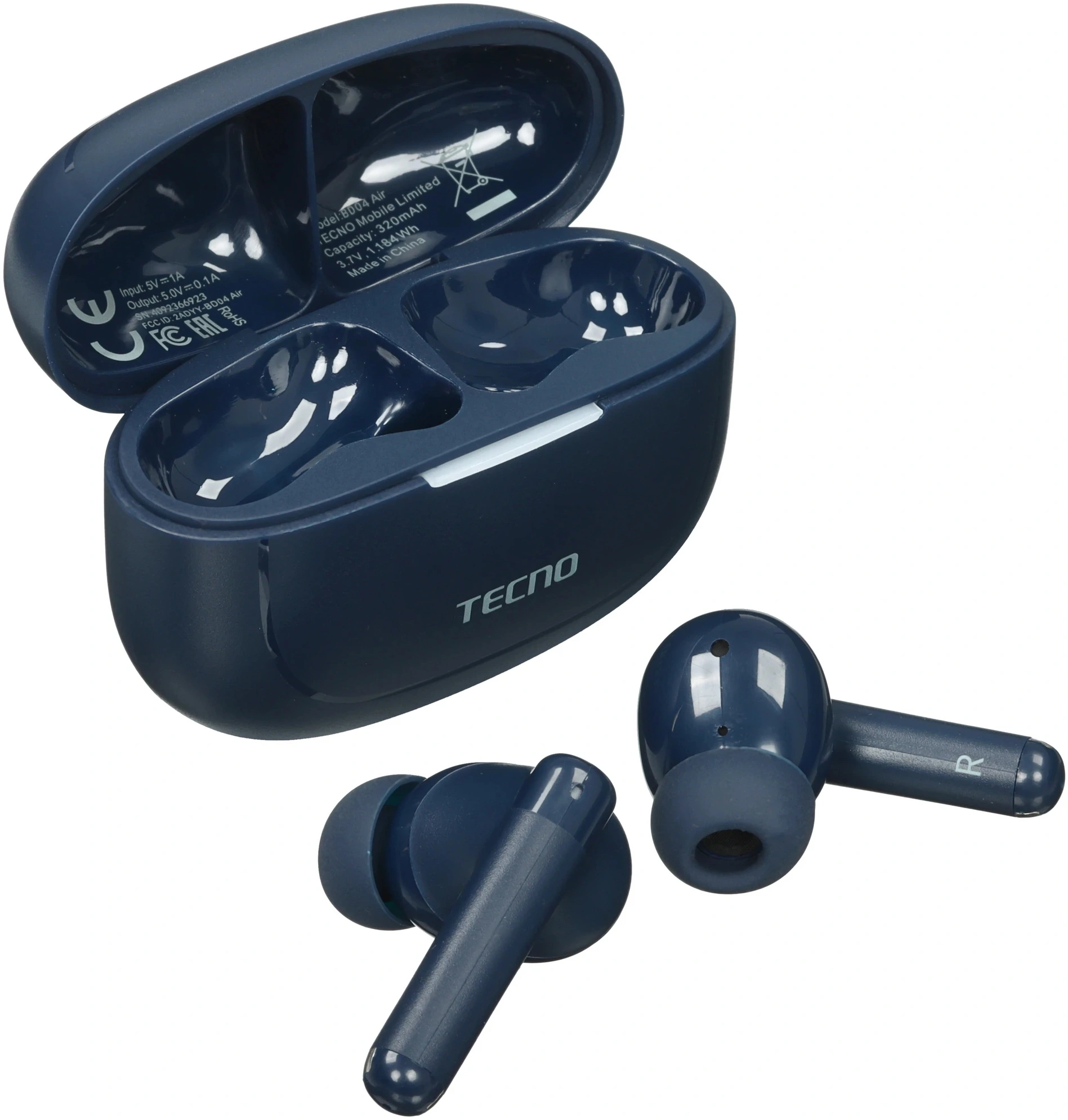 Гарнитура внутриканальные Tecno Buds 4 Air BD04 синий беспроводные bluetooth в ушной раковине (BD04 AIR MIDNIGHT BLUE) Гарнитура внутриканальные Tecno Buds 4 Air BD04 синий беспроводные bluetooth в ушной раковине (BD04 AIR MIDNIGHT BLUE)