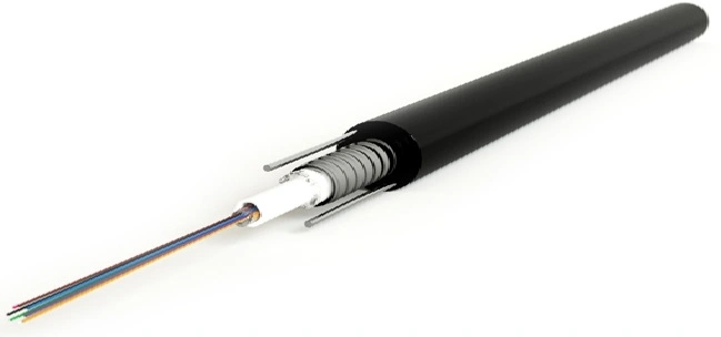 Кабель распределительный Hyperline FO-SRA-OUT-9S-4-PE-BK 4x 9/125 OS1/OS2 внешний PE 1м черный
