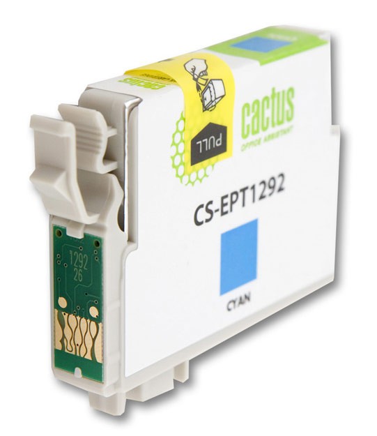 Картридж струйный Cactus CS-EPT1292 T1292 голубой (10мл) для Epson B42/BX305/BX305F/BX320/BX525/BX625/SX420/SX425/SX525/SX621 с чипом
