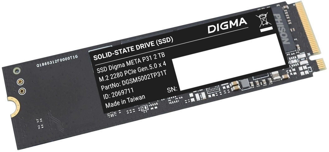 Накопитель SSD Digma PCIe 5.0 x4 2000GB DGSM5002TP31T Meta P31 M.2 2280