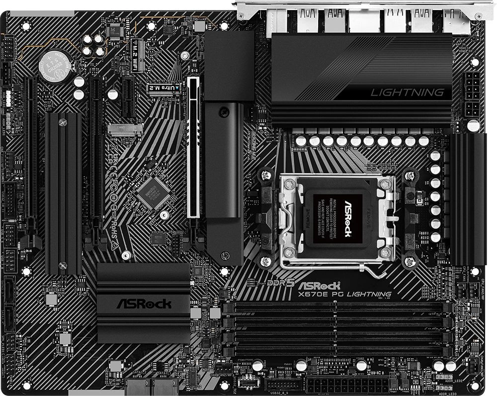 Материнская плата Asrock X670E PG LIGHTNING SocketAM5 AMD X670 4xDDR5 ATX AC`97 8ch(7.1) 2.5Gg RAID+HDMI