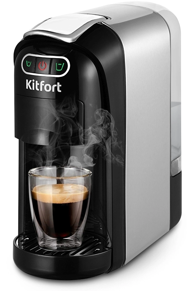 Кофемашина Kitfort КТ-7508 1400Вт серебристый/черный