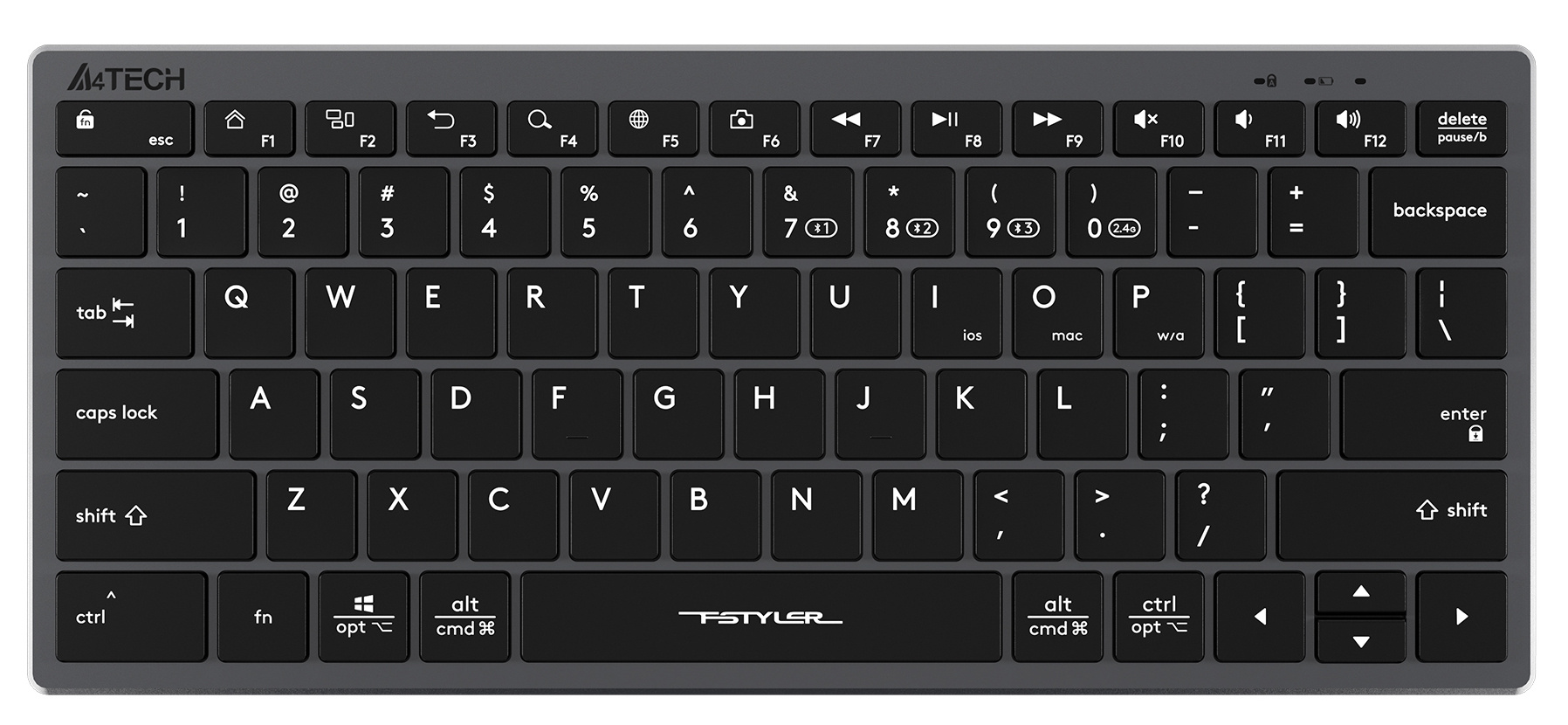 Клавиатура A4Tech Fstyler FBX51C серый USB беспроводная BT/Radio slim Multimedia для ноутбука (FBX51C GREY)