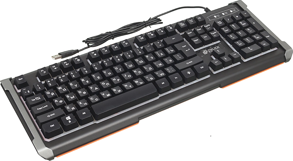 Клавиатура Оклик 710G BLACK DEATH черный/оранжевый USB Multimedia for gamer LED (476393) кабель 1.5м