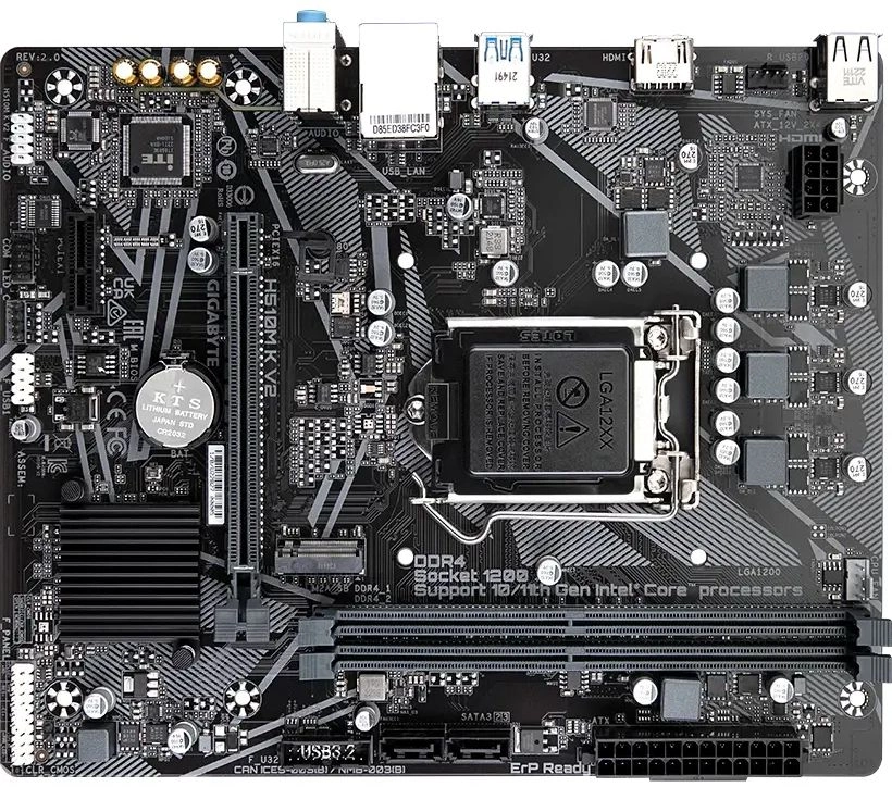 Материнская плата Gigabyte H510M K V2 2.0 Soc-1200 Intel Q470 2xDDR4 mATX AC`97 8ch(7.1) GbLAN+HDMI