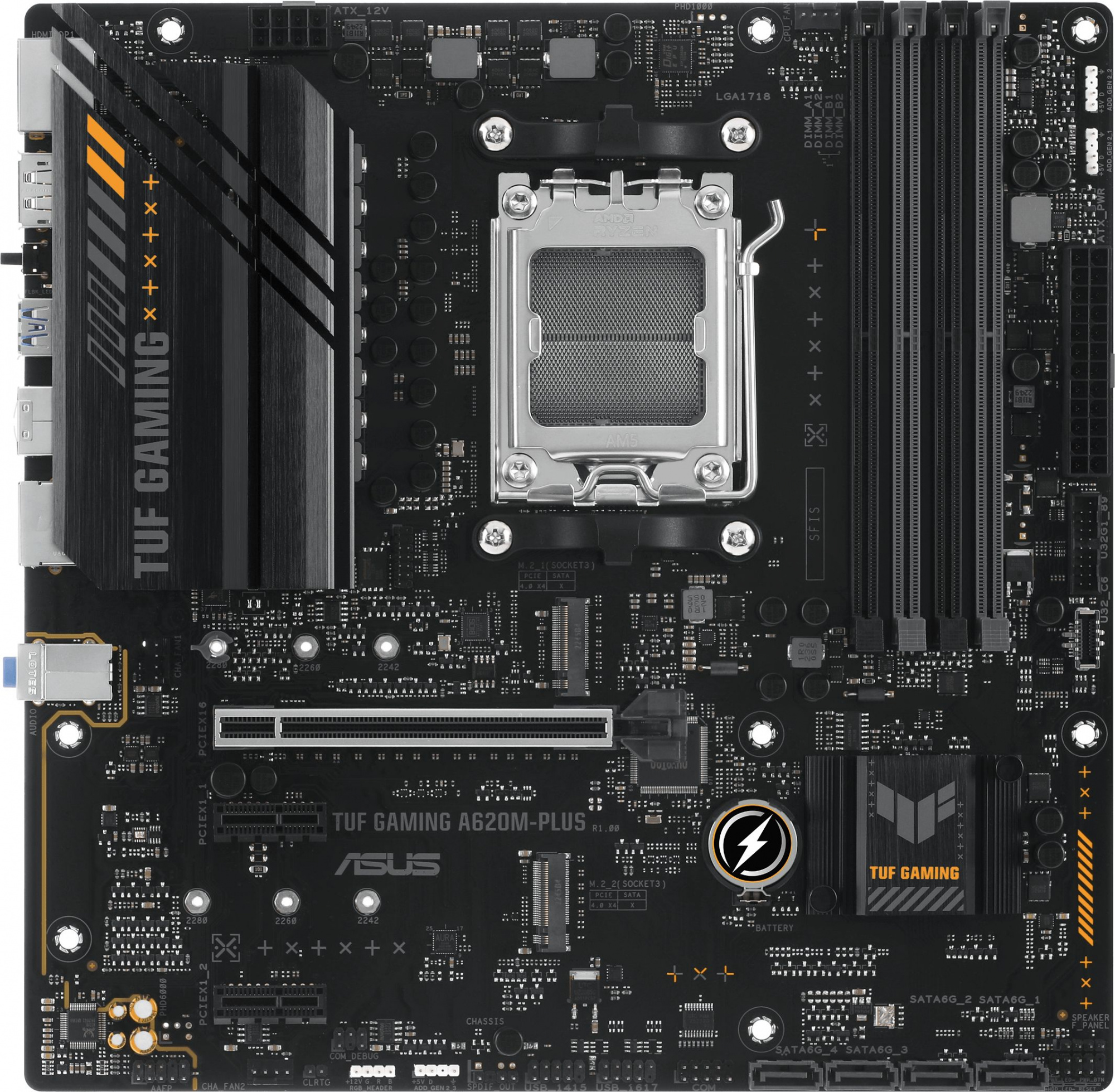 Материнская плата Asus TUF GAMING A620M-PLUS Socket AM5 AMD A620 4xDDR5 mATX AC`97 8ch(7.1) 2.5Gg RAID+HDMI+DP