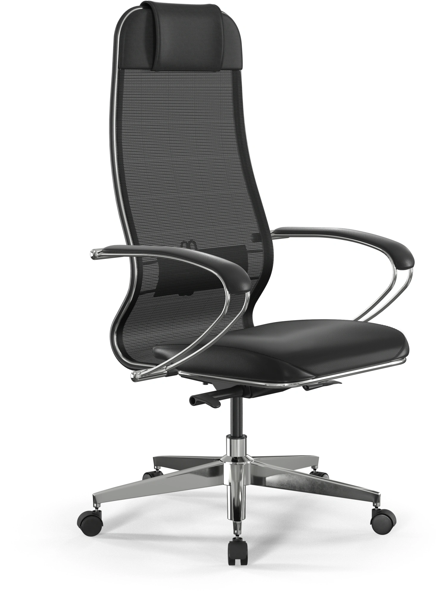 Кресло Метта ErgoLife Comfort черный сиденье черный сетка с подголов. крестов. металл хром