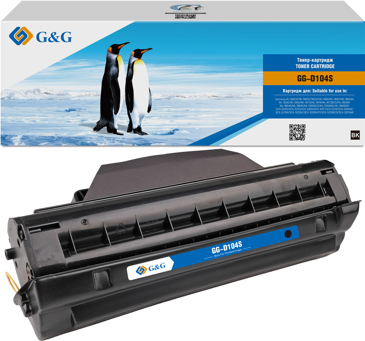 Картридж лазерный G&G GG-D104S черный (1500стр.) для Samsung ML-1660K, ML-1665K, 1661K, ML-1660, ML-1665, ML-1865W, ML-1666, ML-1860, ML-1673, ML-1674, ML-1673DCS, ML-1865K, ML-1864K, ML-1861K, ML-1865DCS, ML-1865WK, ML-1865EXP, SCX-3200, SCX-3210, 