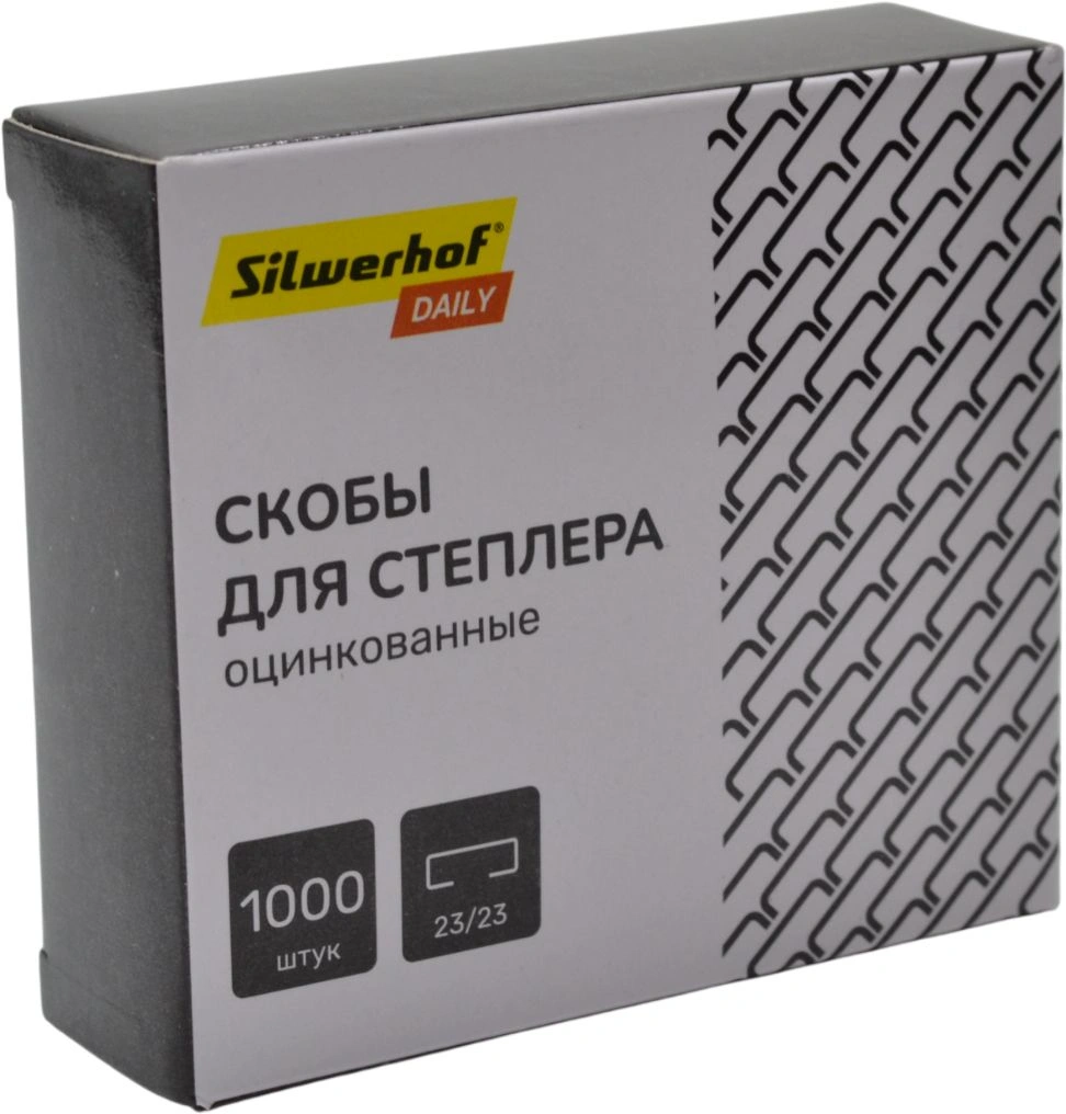 Скобы для степлера 23/23 Silwerhof Daily оцинкованные кор.карт. (упак.:1000шт.)