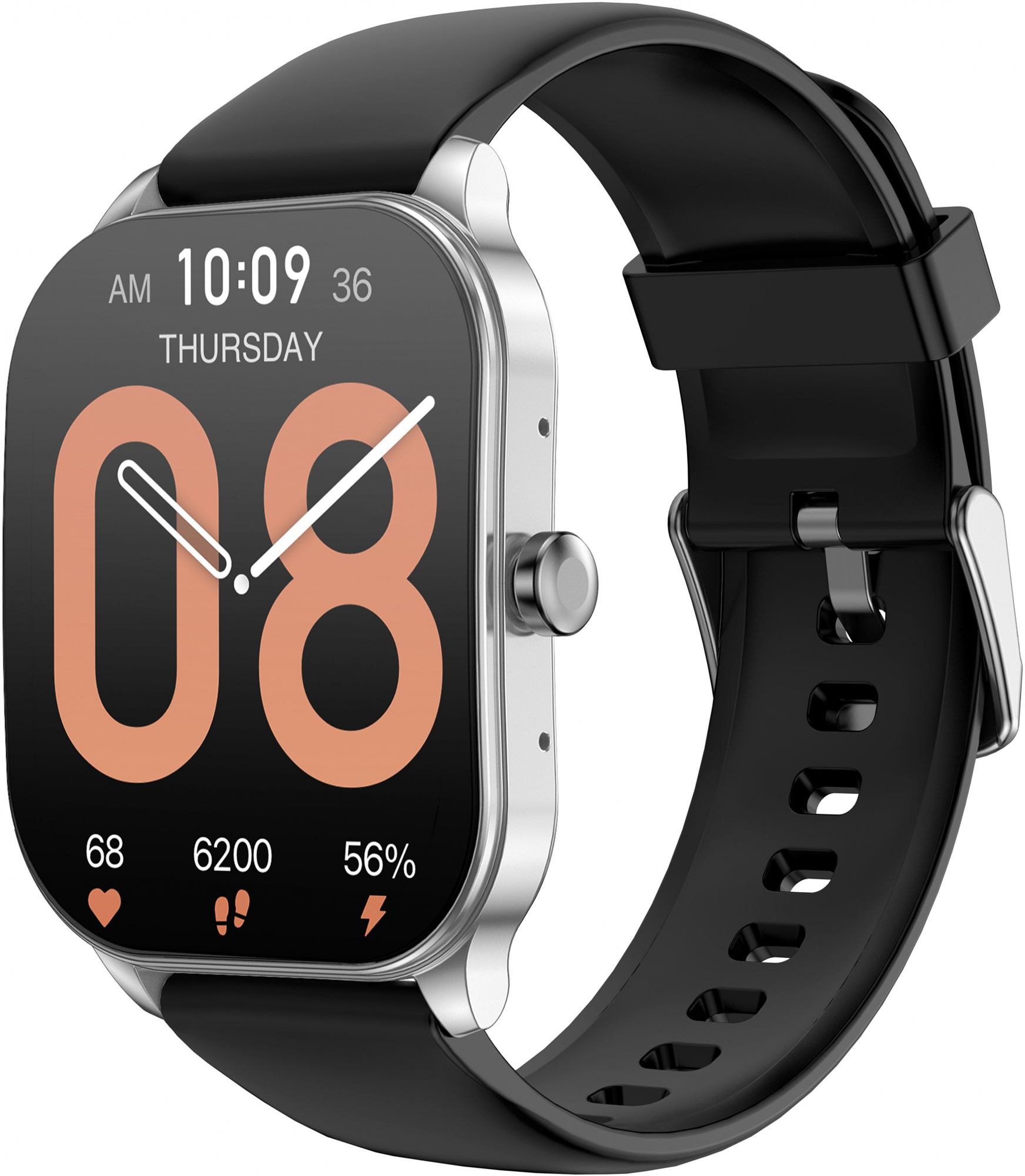 Смарт-часы Amazfit Pop 3S A2318 1.96" AMOLED корп.серебристый рем.черный (6972596107095)