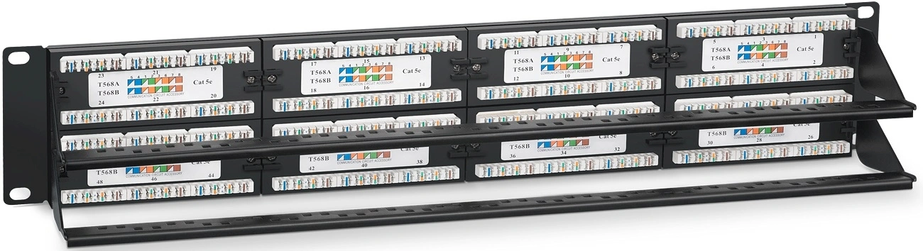 Патч-панель Cabeus PL-48-CAT.5E-DUAL 19" 1U 48xRJ45 кат.5E