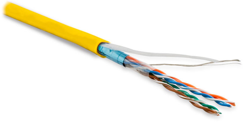 Кабель информационный Hyperline FUTP4-C5E-P26-IN-LSZH-YL-100 кат.5E FTP 4 пары 26AWG LSZH внутренний 100м желтый
