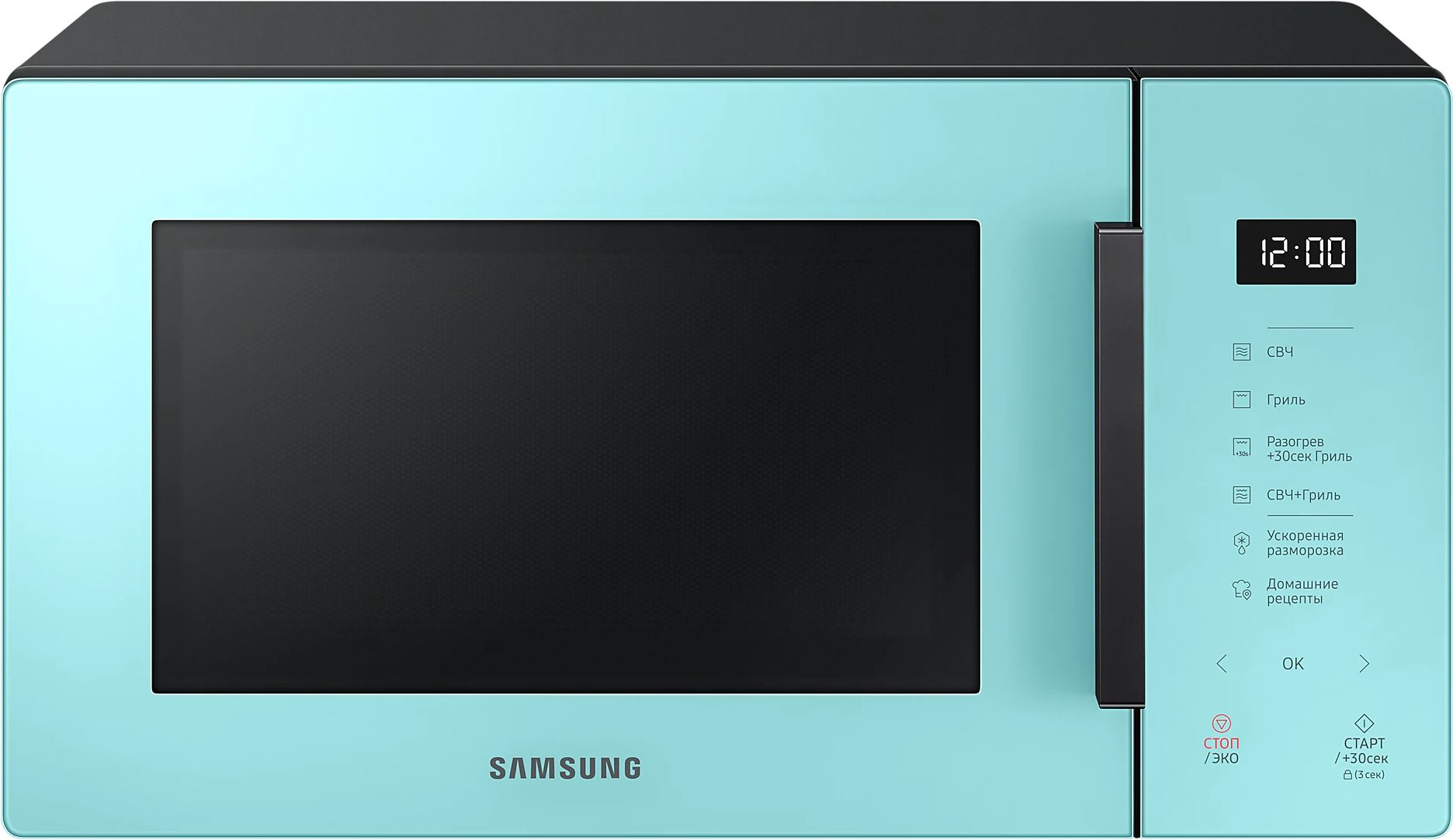 Микроволновая Печь Samsung MG23T5018AN/BW 23л. 800Вт мятный/черный