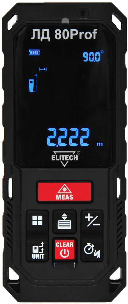 Лазерный дальномер Elitech ЛД 80Prof 2кл.лаз. 670нм цв.луч. красный (188613)