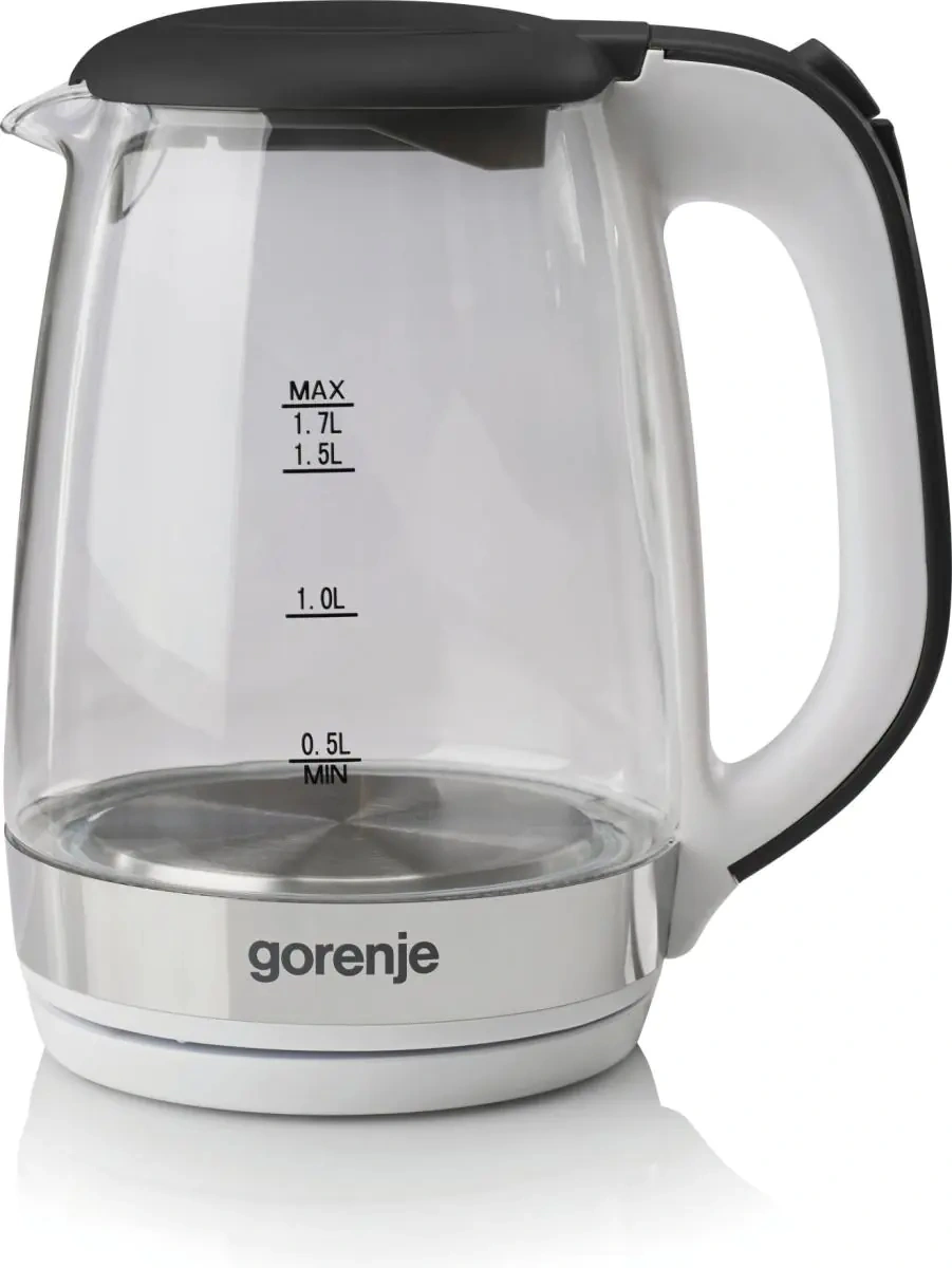 Чайник электрический Gorenje K17GXG 1.7л. 2200Вт белый/серебристый корпус: стекло/металл/пластик