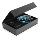 Набор подарочный мужской Piquadro Blue Square CUBOX15B2R/N чехол для кредитных карт/ремень 125х3.5см черный натур.кожа