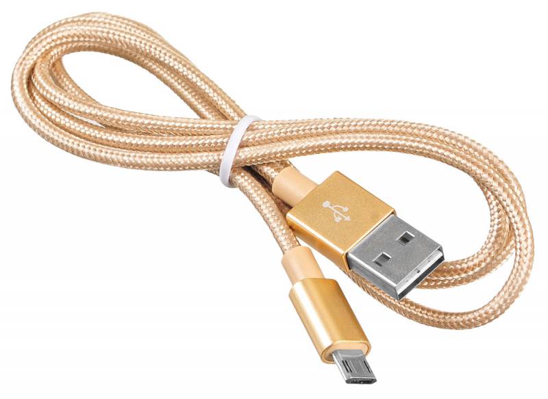 Кабель Buro Reversible Braided BHP MICROUSB 1M BRAIDED USB (m)-micro USB (m) 1м золотистый