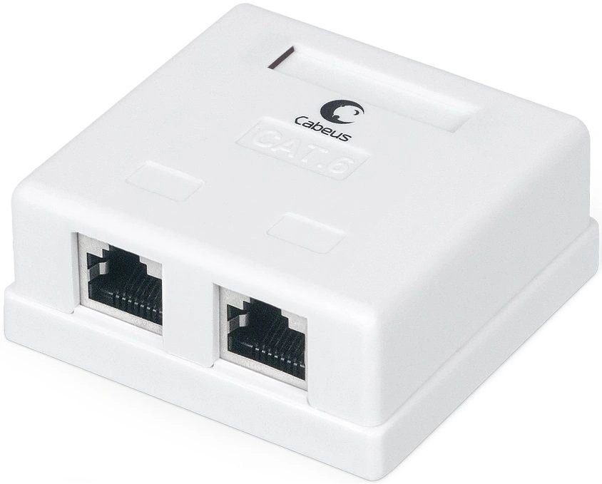 Розетка Cabeus WS-8P8C-CAT.6-SH-2 комп. RJ45 2 кат.6 бел.