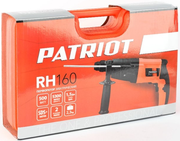 Перфоратор Patriot RH 160 патрон:SDS-plus уд.:1.5Дж 500Вт (кейс в комплекте)