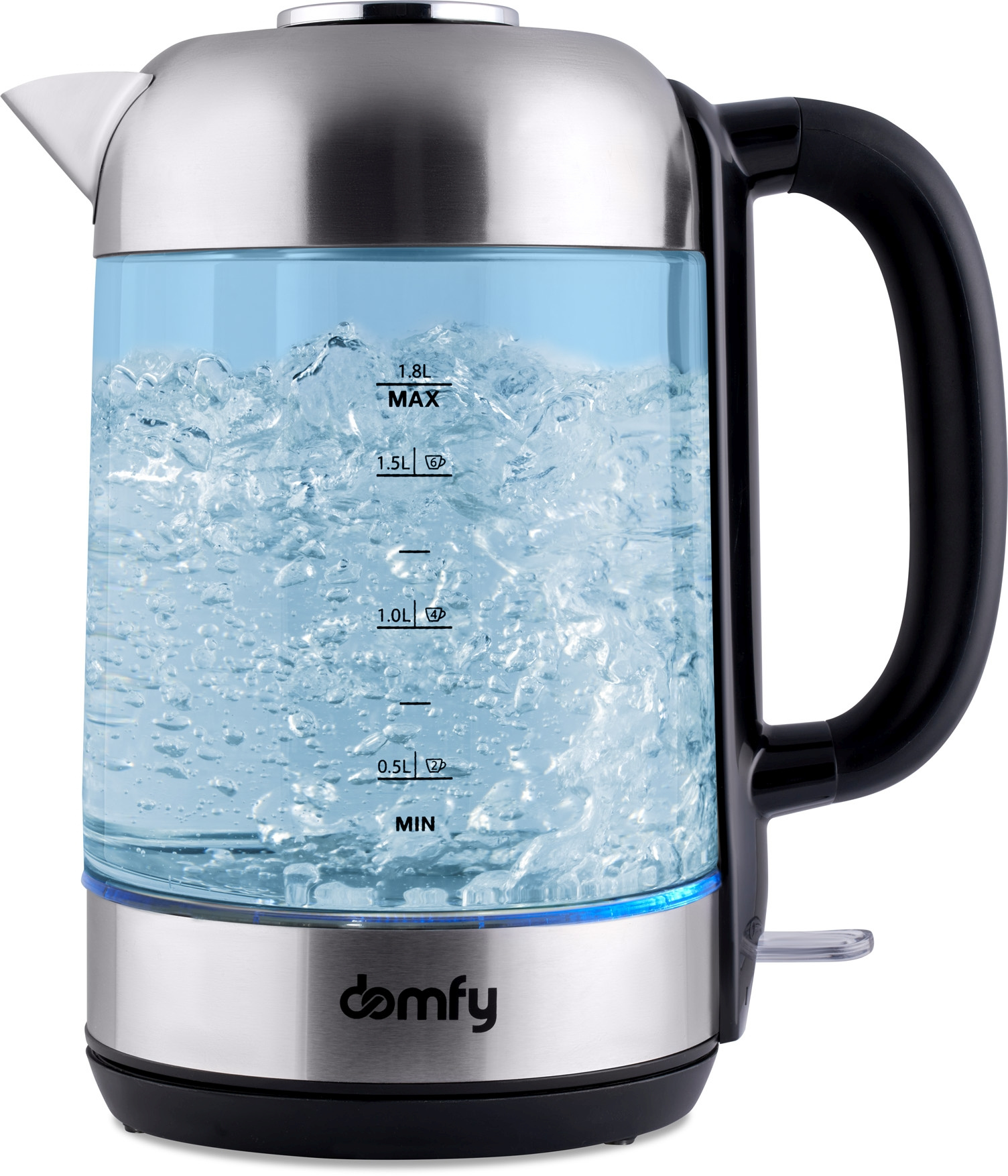 Чайник электрический Domfy DSM-EK401 1.8л. 2200Вт черный/прозрачный корпус: стекло/пластик