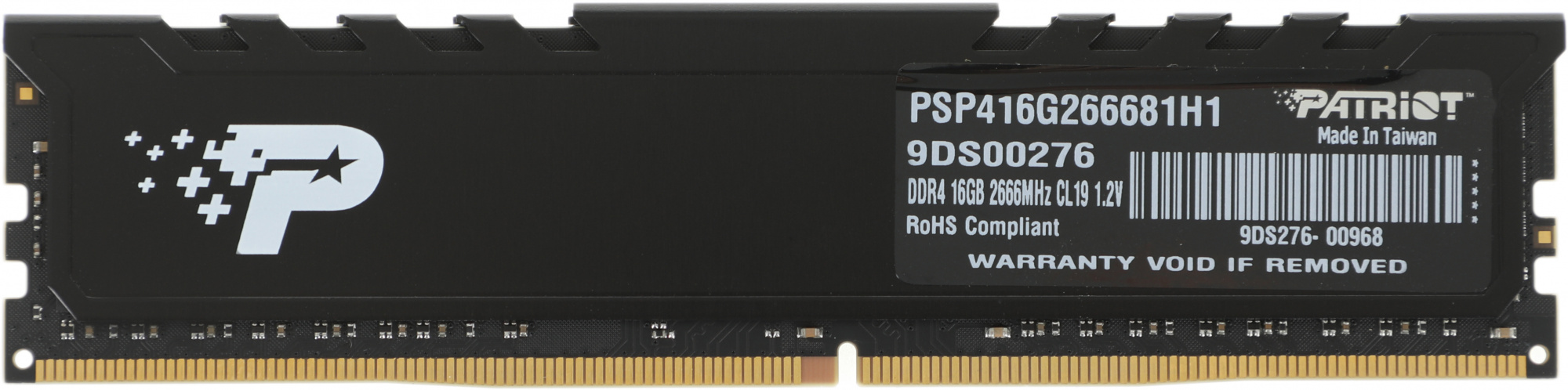 Память DDR4 16GB 2666MHz Patriot PSP416G266681H1 Signature Premium RTL PC4-21300 CL19 DIMM UDIMM 288-pin 1.2В single rank с радиатором Ret