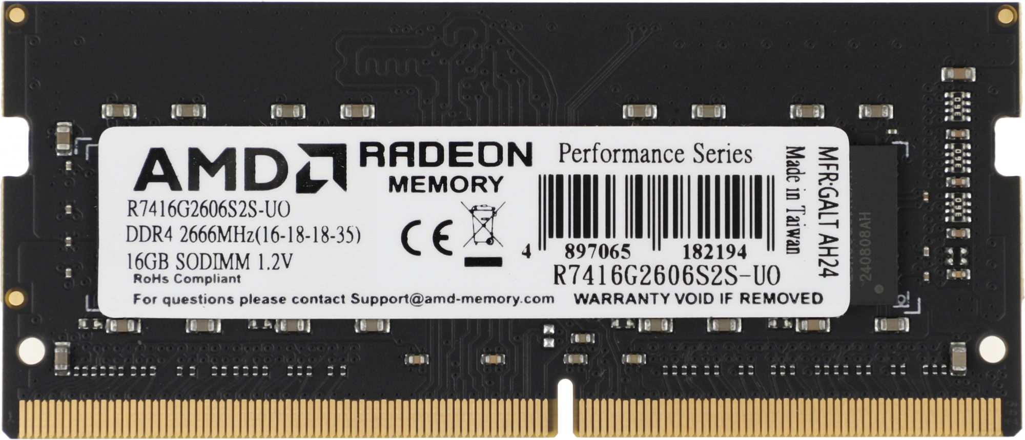 Память DDR4 16GB 2666MHz AMD R7416G2606S2S-UO Radeon R7 Performance Series OEM PC4-21300 CL16 SO-DIMM 260-pin 1.2В OEM