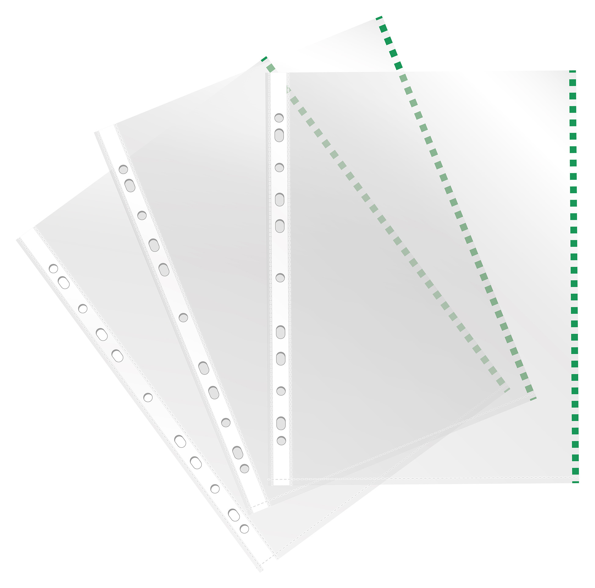 Папка-вкладыш Бюрократ Премиум -013BKAN2GRN глянцевые A4+ 30мкм зеленый край (упак.:50шт)