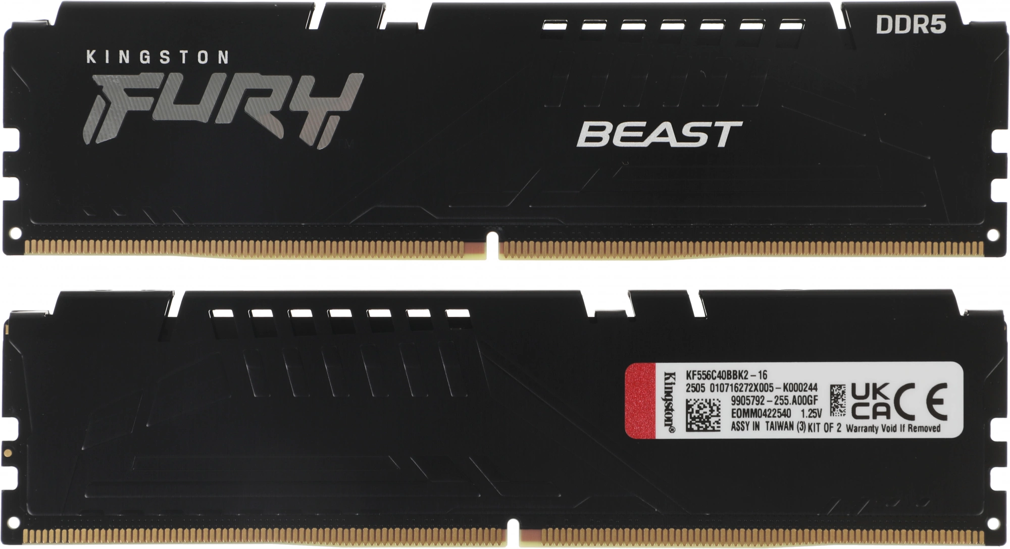 Память DDR5 2x8Gb 5600MHz Kingston KF556C40BBK2-16 Fury Beast RTL Gaming PC5-44800 CL40 DIMM 288-pin 1.25В single rank с радиатором Ret