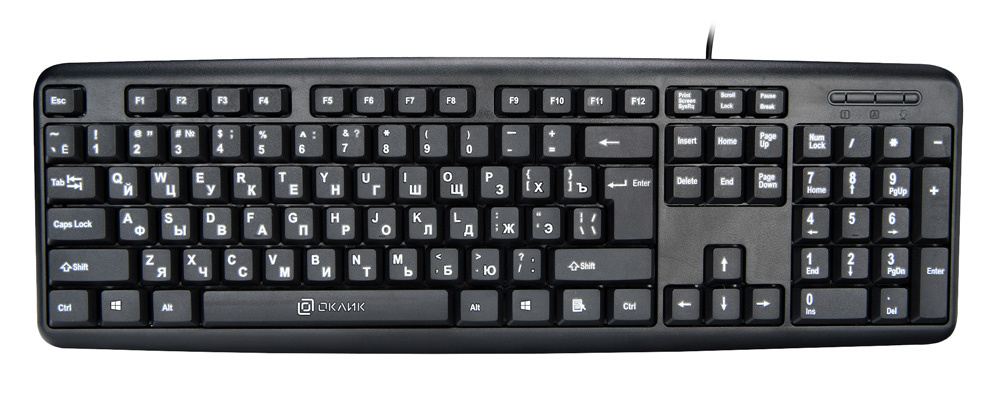 Клавиатура Оклик 180V2 черный USB (1185956)