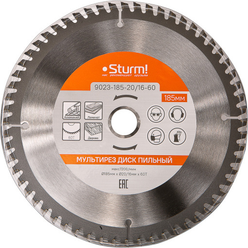 Диск пильный Sturm! 9023-185-20/16-60 d=185мм d(посад.)=20мм (циркулярные пилы)