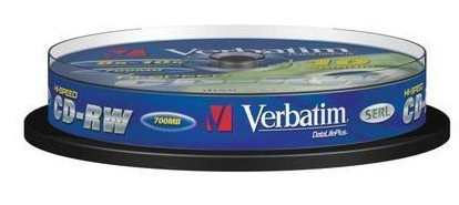 Диск CD-RW Verbatim 700Mb 12x Cake Box (10шт) (43480)