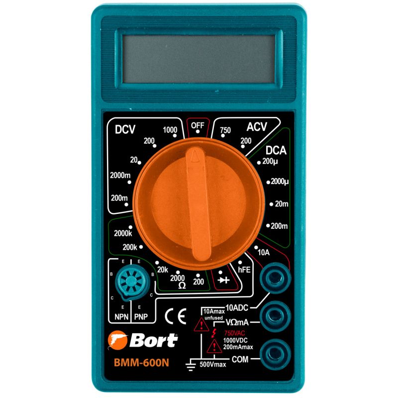 Мультиметр Bort BMM-600N цифровой бирюзовый/черный (91271167)
