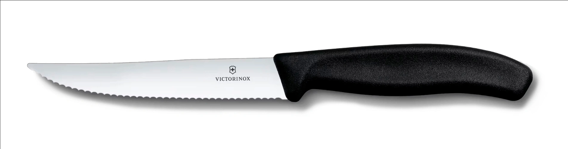 Нож кухонный Victorinox Swiss Classic Gourmet (6.7933) стальной разделочный для стейка/пиццы лезв.120мм серрейт. заточка черный