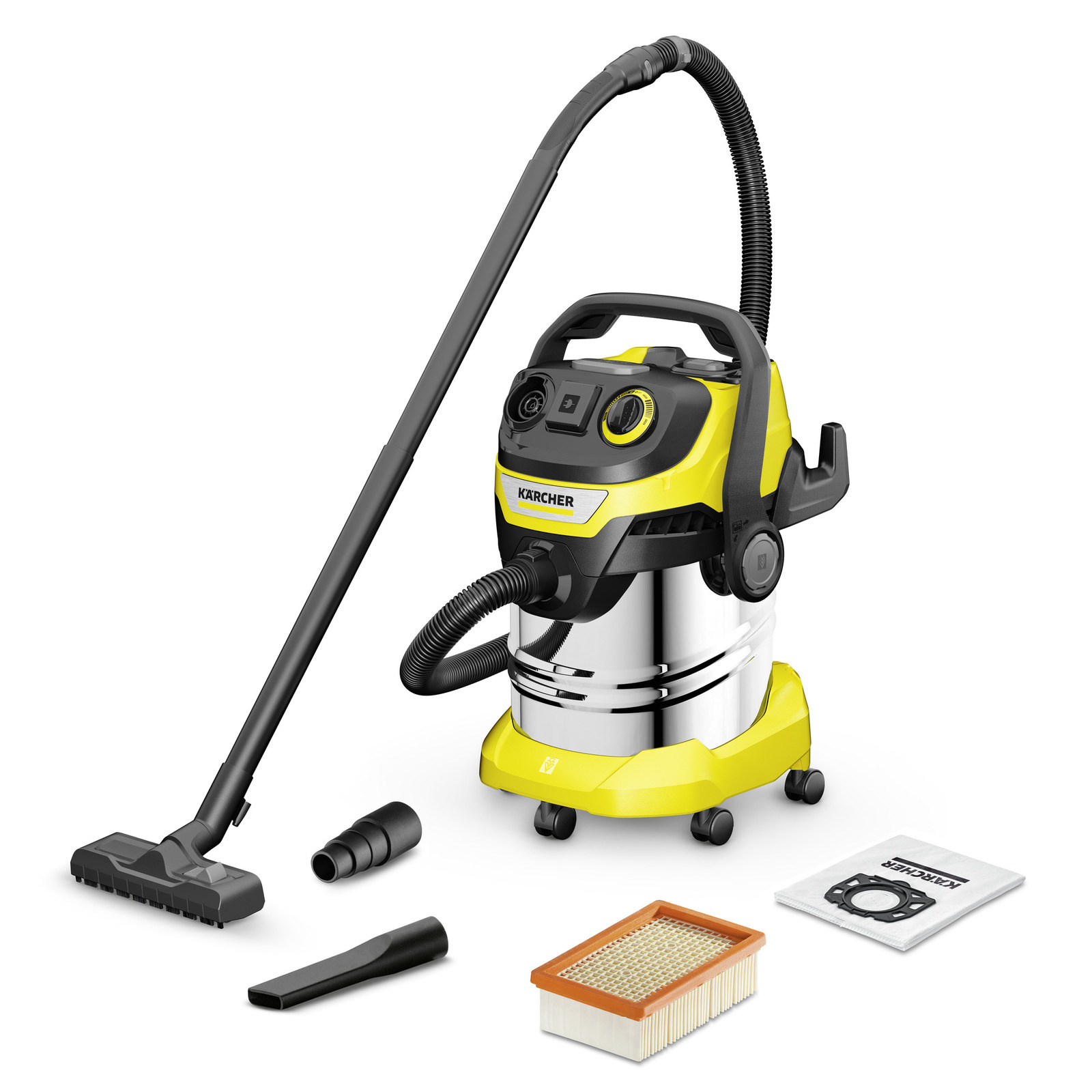Строительный пылесос Karcher WD 5 P S V-25/5/22 1100Вт (уборка: сухая/сбор воды/выдув) желтый