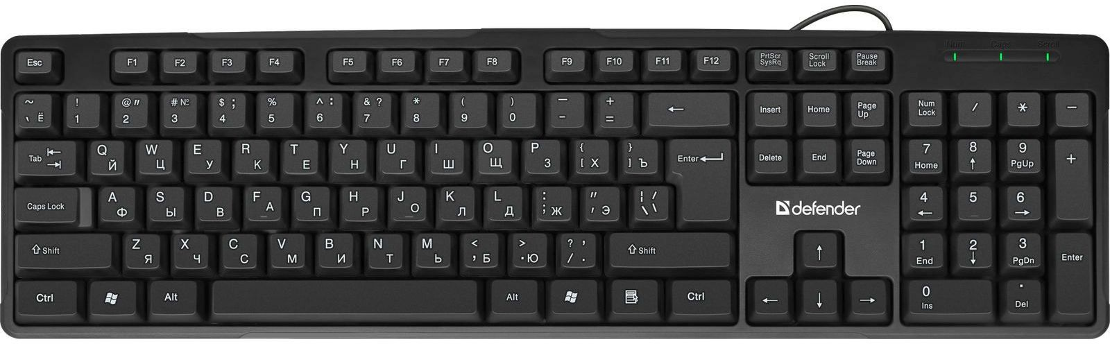 Клавиатура Defender Next RU черный USB