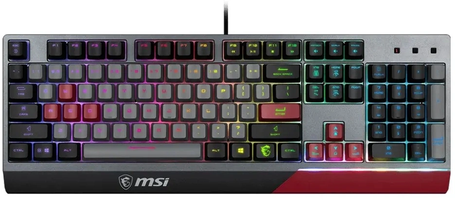 Клавиатура MSI GK30 Infrared черный/красный USB Multimedia for gamer LED (подставка для запястий) (S11-04RUF01-CLA) кабель 1.8м