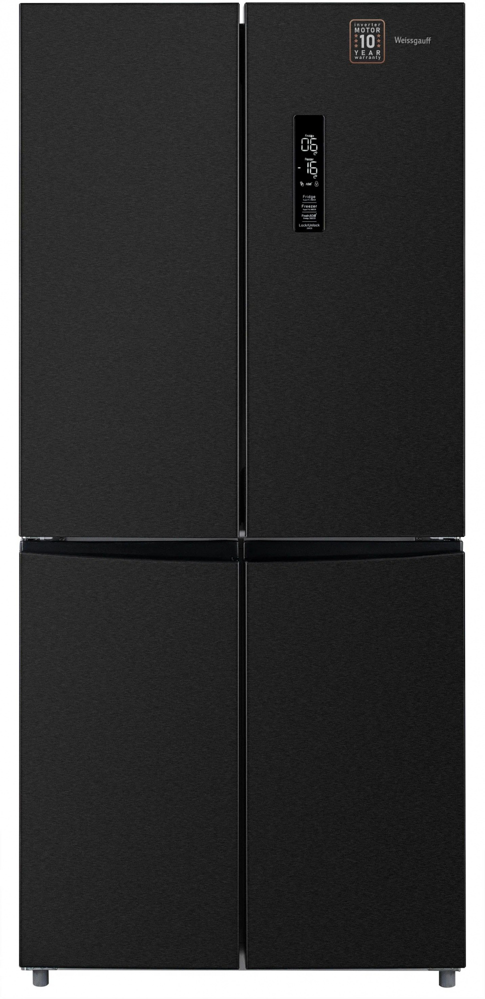 Холодильник Weissgauff WCD 450 BG NoFrost Inverter 2-хкамерн. черный инвертер