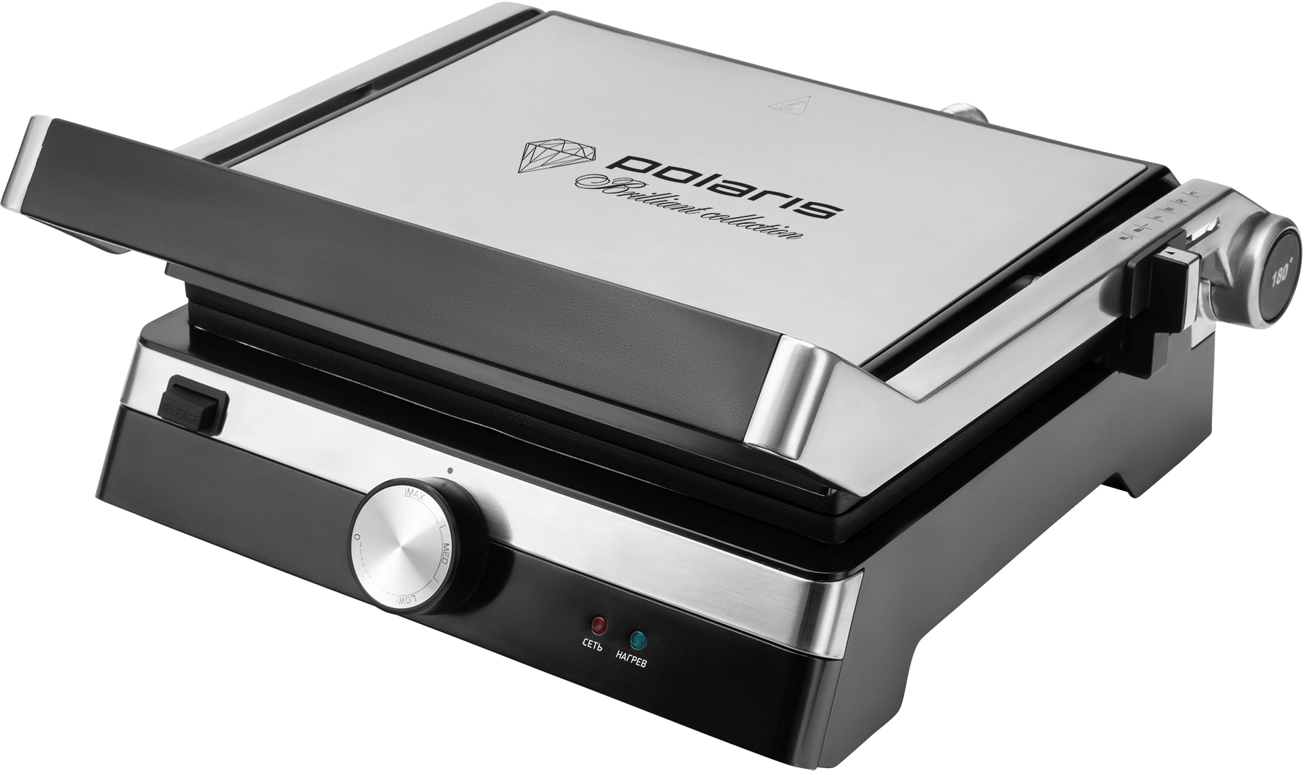 Электрогриль Polaris Brilliant Collection PGP 1902 2000Вт серебристый/черный