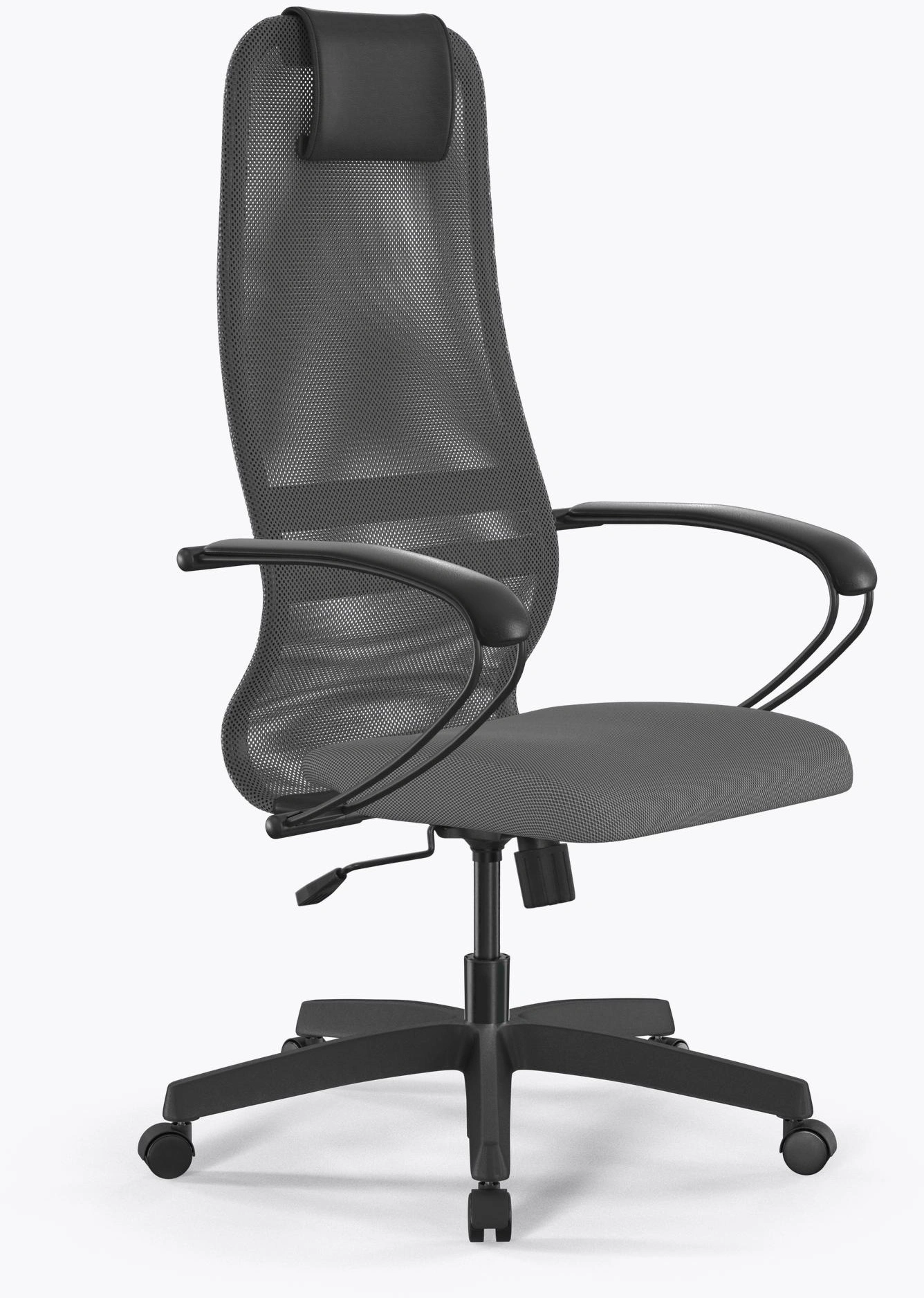 Кресло Метта SU-B-8 светло-серый сиденье светло-серый сетка с подголов. крестов. металл хром