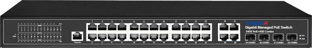 Коммутатор Trassir TR-NS24284C-400-24PoE (L2) 24x1Гбит/с 4xКомбо(1000BASE-T/SFP) 24PoE 400W управляемый Коммутатор Trassir TR-NS24284C-400-24PoE (L2) 24x1Гбит/с 4xКомбо(1000BASE-T/SFP) 24PoE 400W управляемый