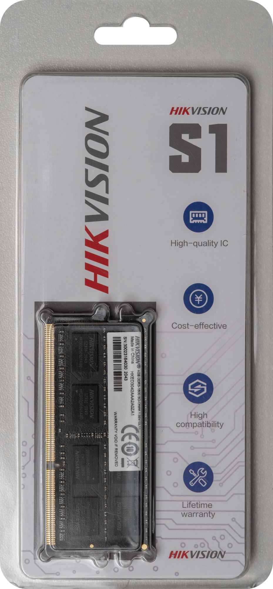 Память DDR3L 4GB 1600MHz Hikvision HKED3042AAA2A0ZA1/4G RTL PC3-12800 CL11 SO-DIMM 204-pin 1.35В Ret