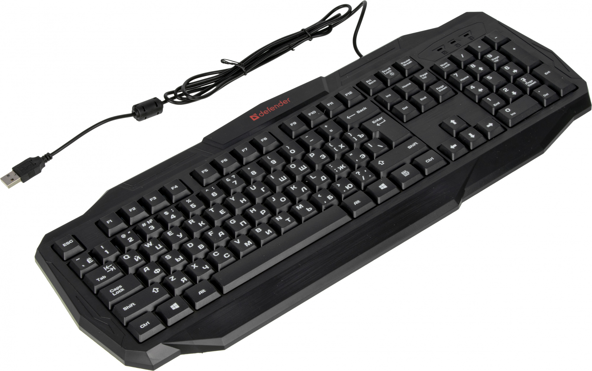 Клавиатура Defender HB-330L черный USB LED (подставка для запястий) (45330) кабель 1.5м