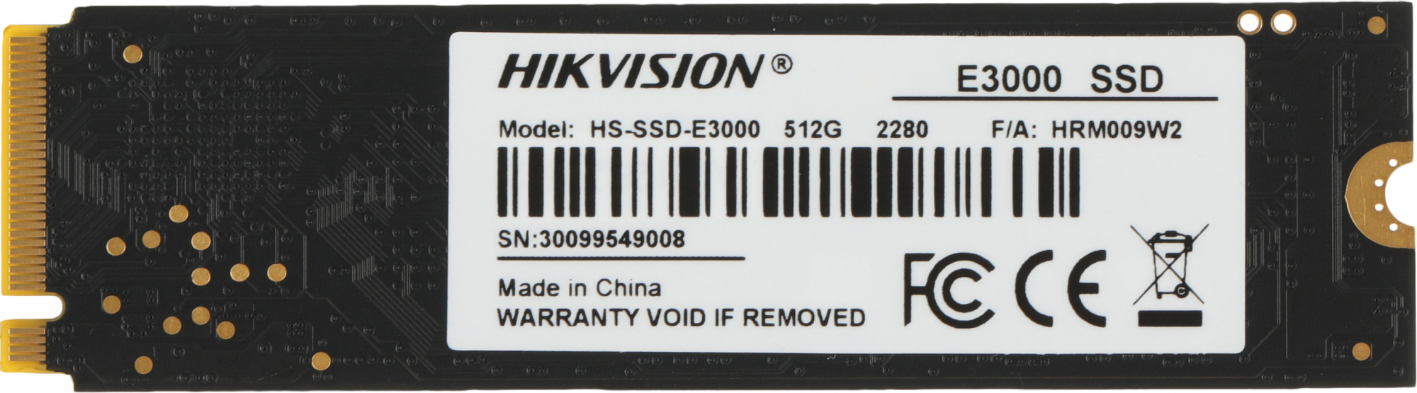 Накопитель SSD Hikvision PCIe 3.0 x4 512GB HS-SSD-E3000/512G HS-SSD-E3000/512G Hiksemi E3000 M.2 2280