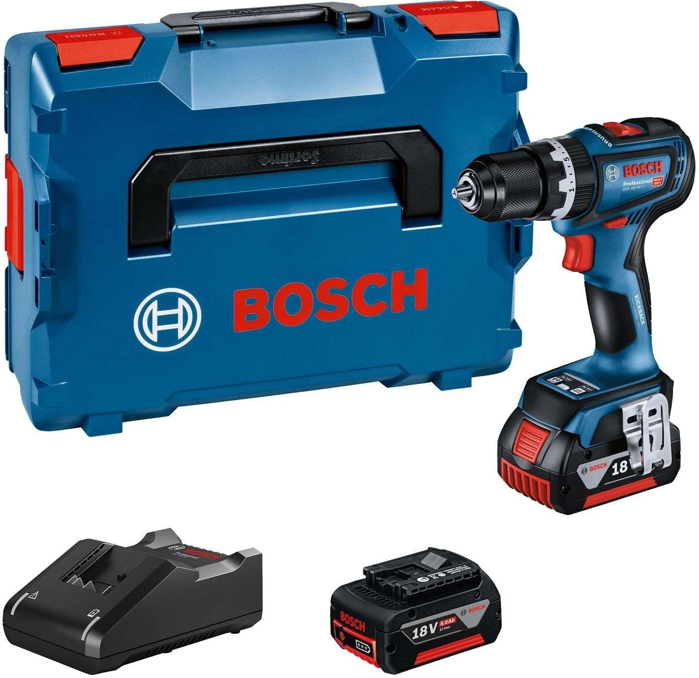 Дрель-шуруповерт Bosch GSB 18V-90 C аккум. патрон:быстрозажимной (кейс в комплекте) (06019K6106)