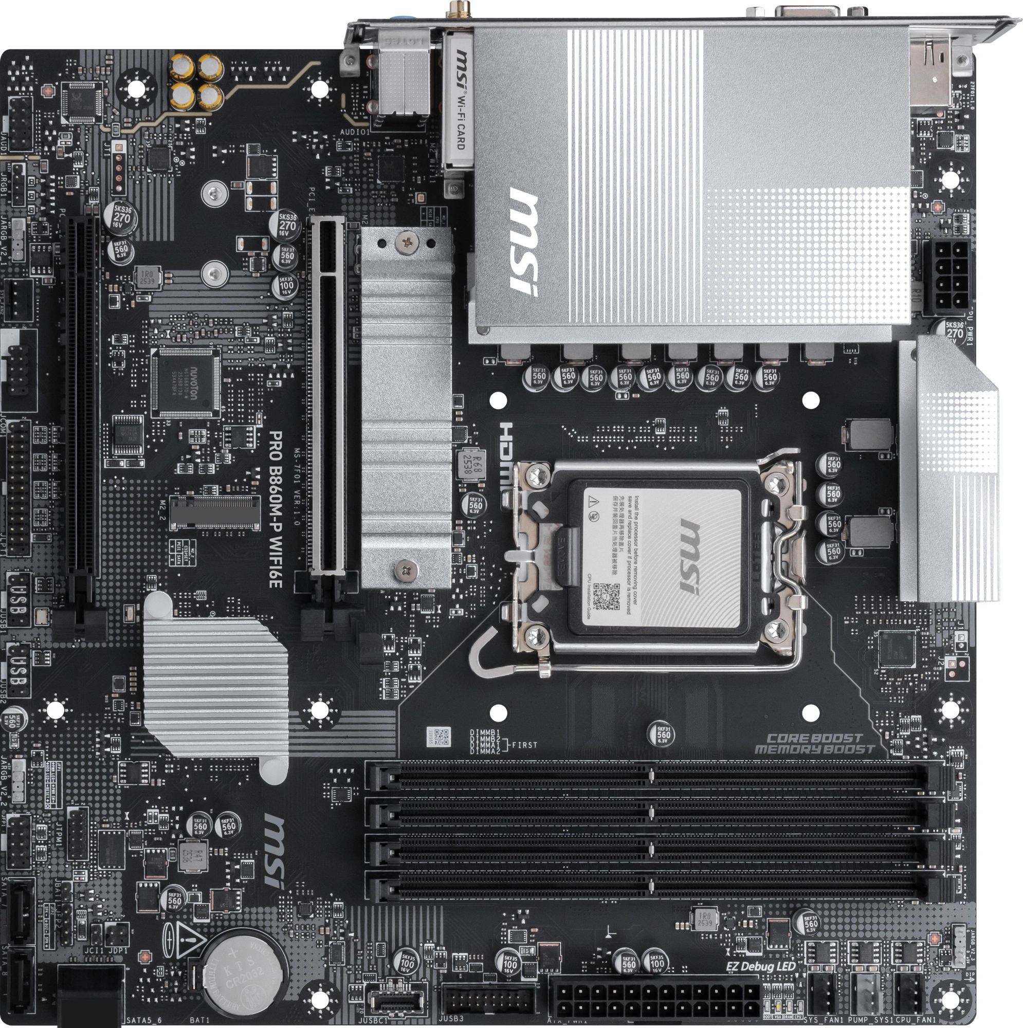 Материнская плата MSI PRO B860M-P WIFI6E Soc-1851 Intel B860 4xDDR5 mATX AC`97 8ch(7.1) 2.5Gg RAID+VGA+HDMI+DP