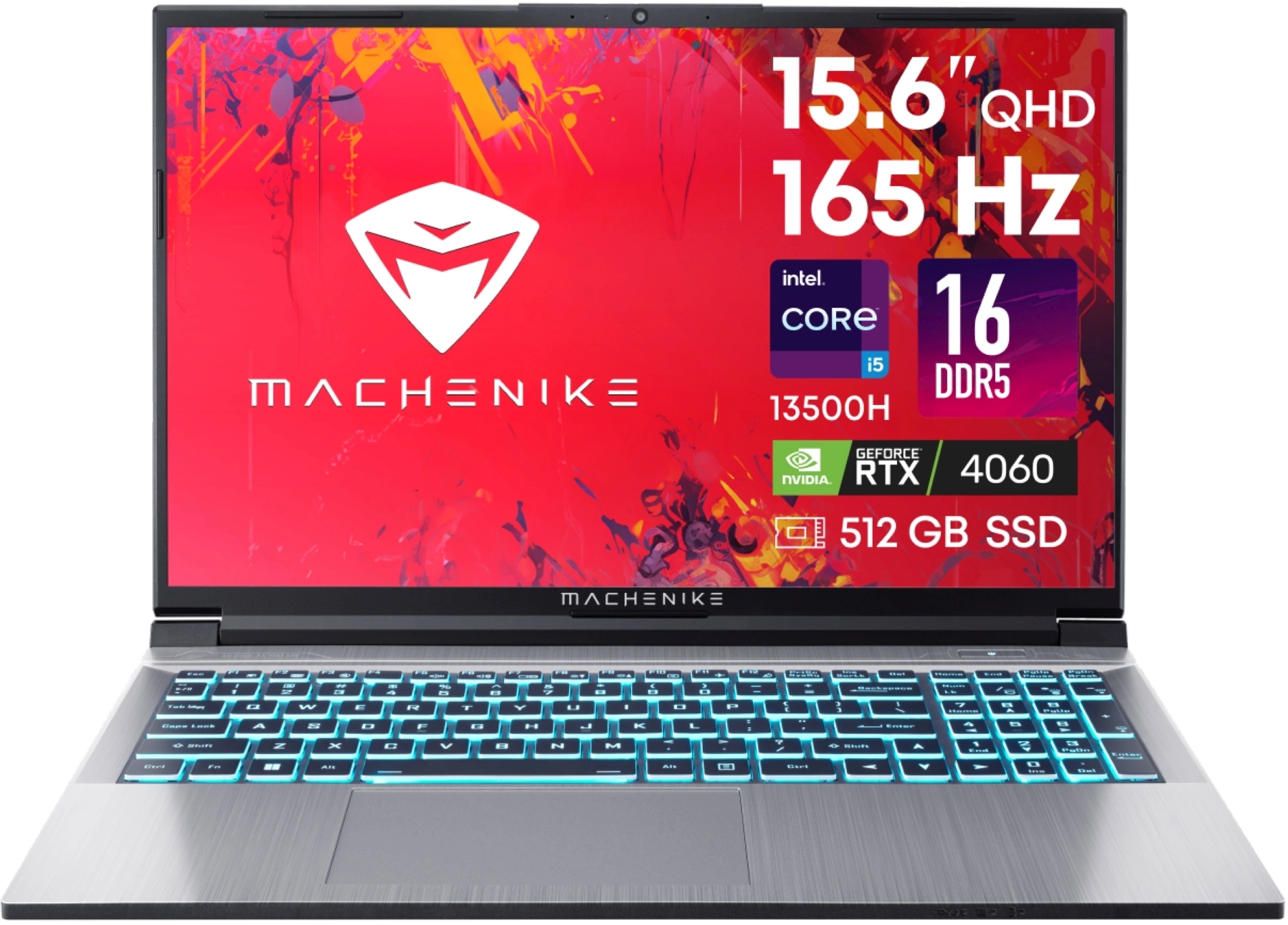 Ноутбук Machenike L15 Star 2K Core i5 13500H 16Gb SSD512Gb NVIDIA GeForce RTX4060 8Gb 15.6" IPS QHD (2560x1440) FreeDOS grey WiFi BT Cam (JJ00GL00ERU)