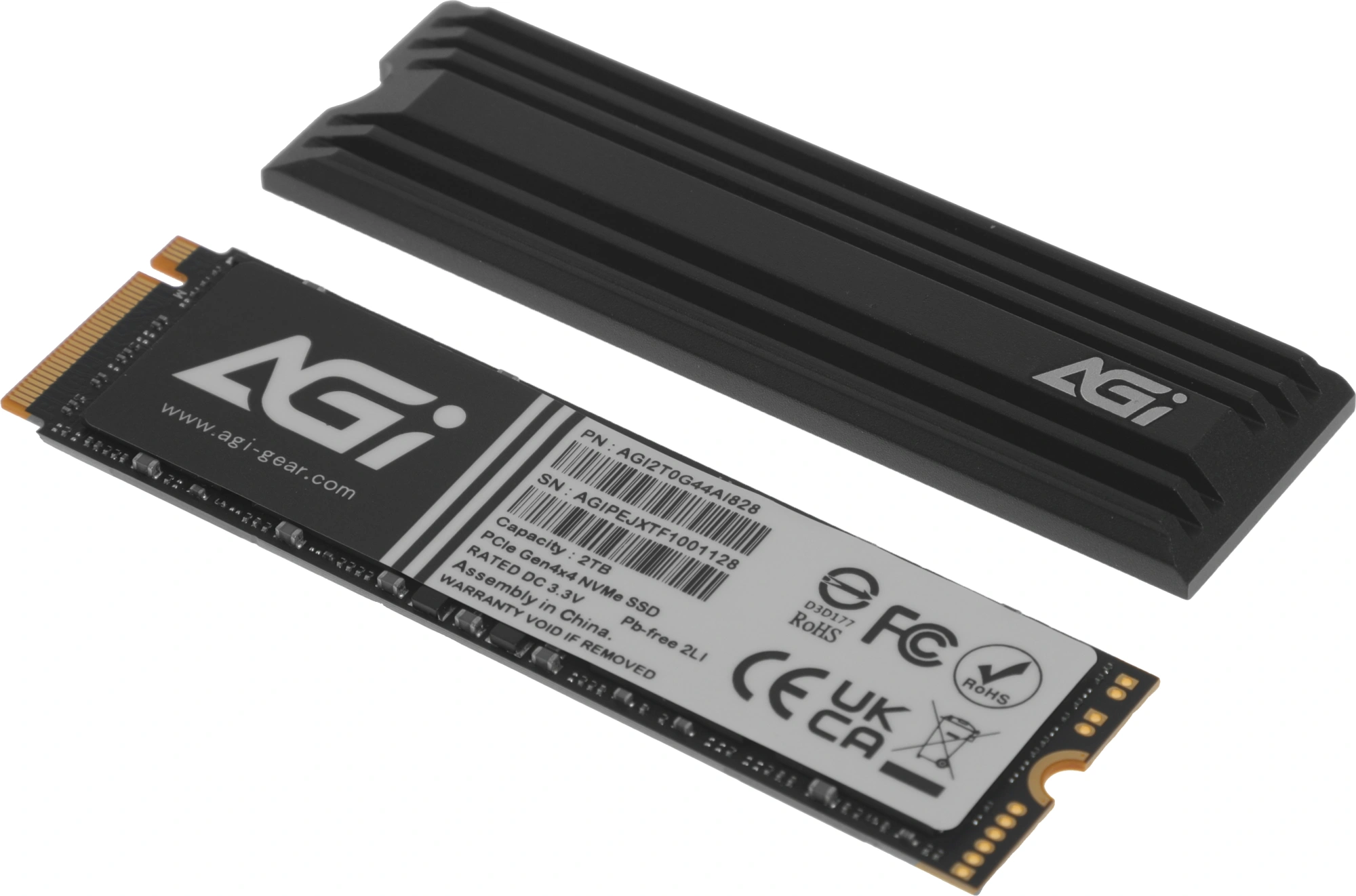 Накопитель SSD AGi PCIe 4.0 x4 2TB AGI2T0G44AI828-CB AI828 M.2 2280