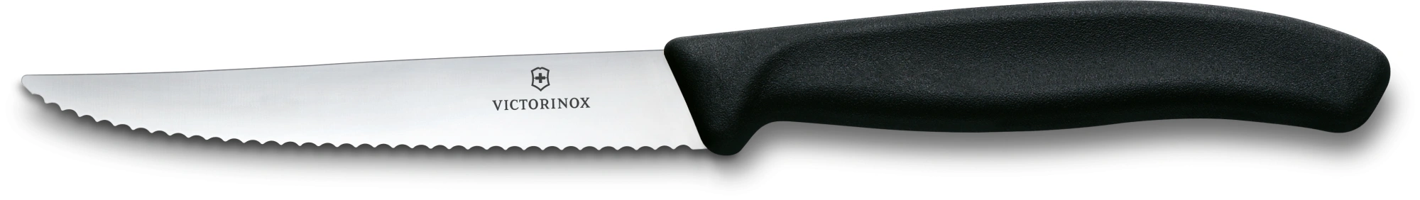 Нож кухонный Victorinox Swiss Classic 6.7233 стальной универсальный для стейка/пиццы лезв.110мм серрейт. заточка черный