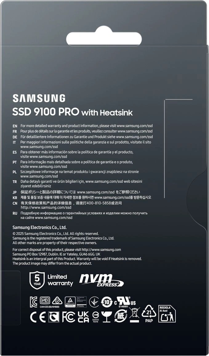 Накопитель SSD Samsung PCIe 5.0 x4 1TB MZ-VAP1T0CW 9100 Pro M.2 2280